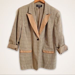 LARRY LEVINE Classics Micro Plaid Blazer Brown/Tan